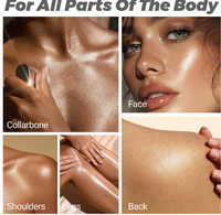 Échantillon Gratuit Sans Marque Vente en Gros Maquillage Huile Scintillante Corps Paillettes Illuminateur Liquide Gel Corporel Illuminateur
