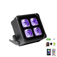 Projecteur LED carré mince haute puissance pour extérieur, 4x20W RGBWA UV 6-en-1, sur batterie, avec étui de charge rechargeable