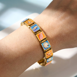 Bracciale Modulare in Acciaio Inossidabile con Charm Italiani da 9mm, Tema Oceano, Spiaggia, Conchiglie e Stelle Marine, Accessori Fai-da-Te per Gioielli - Product Image 3