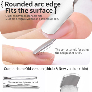 דוחף ציפורניים מנירוסטה עם קצוות כפולים המשלב כפית אוזניים ודוחף ציפורניים באחד, ערכת להסרת ציפורניים בת 4 חלקים - Product Image 3