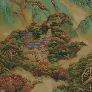 Les cinq montagnes sacrées se tiennent seules et soutiennent les montagnes. Les peintures en cuivre sont faites à la main et conviennent à la décoration intérieure - Product Image 5