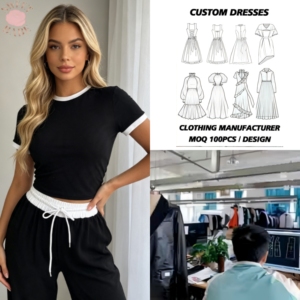 Conjunto de 2 piezas para mujer, top corto de manga corta con contraste de color y pantalones anchos con cordón, conjunto informal a juego para uso diario - Product Image 1