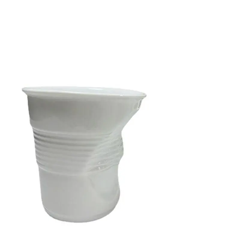 Taza de café de cerámica con pliegues creativos franceses, taza de agua de leche de color puro