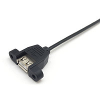 Connecteur de données USB mini vers USB A femelle à montage sur panneau avec trous de fixation par vis, longueur personnalisable
