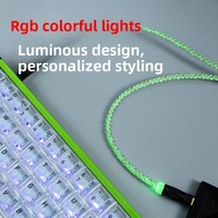 Kabel Mouse Keyboard TYPE-C 2 in 1 8K Rate, Kabel Data Pengisian Daya Tahan Lama dengan Kawat Jalin, Kabel Plug Penerbangan RGB