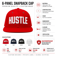 Casquette Snapback Unisexe Formelle 5 Panneaux en Sergé de Coton Structuré avec Broderie 3D en Relief Personnalisée Rouge Promotionnelle en Gros MOQ 20