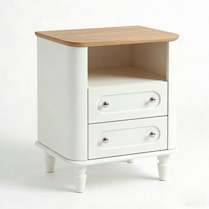 Mesa de Noche Moderna de Madera Blanca Personalizada con Luz LED, 2 Cajones y Estante Abierto, Mesa Auxiliar para Dormitorio con Almacenamiento - Product Image 2