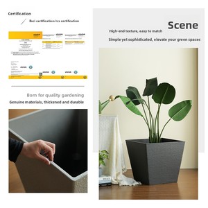 <span class=keywords><strong>Grand</strong></span> pot de fleurs carré <span class=keywords><strong>en</strong></span> <span class=keywords><strong>pierre</strong></span> simple pour plantes d'intérieur, balcon, extérieur, cour, salon – Ensemble de plantation décoratif haut de gamme - Product Image 6