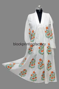 Robe d'été en coton imprimé à la main pour femmes, tunique longue d'été - Product Image 3