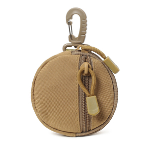 DF22 <b>Khaki</b> Round Storage Bag With Carabiner Hook Portable Oxford Cloth Pouch For Outdoor Use - Product Image 2