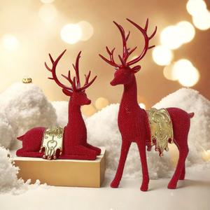 Juego Navideño de Figuras de Alce de Resina Epoxi con Cuentas de Dos Puntos, Arte Popular, Decoración para el Hogar, Adornos para Ambiente Festivo, Escaparate de Centro Comercial - Product Image 4