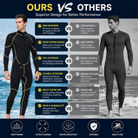 Combinaison de plongée intégrale pour homme 3 mm en néoprène, isolée thermiquement, à fermeture éclair frontale, col montant, manches longues, pour eaux froides, plongée et surf, achat en gros