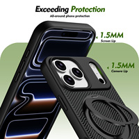 Étui de téléphone magnétique en fibre d'aramide avec béquille rotative à 360° pour iPhone 18 Pro Max 17 16 – Coque arrière pour téléphone portable