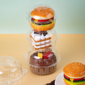 Disposable Transparent <strong>Plastic</strong> Pastry <strong>Box</strong> with Round <strong>Cat</strong> Head Recyclable Food Storage for Sushi Salad Donut Puff Buckle Closure - Product Image 3