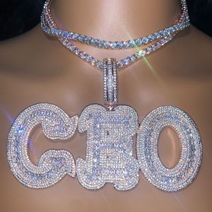 Nuova moda rosa ottone cubano catena Micro CZ Zirconia grande <span class=keywords><strong>bocca</strong></span> 3D lettera collana con ciondolo cubano collana gioielli regali - Product Image 2