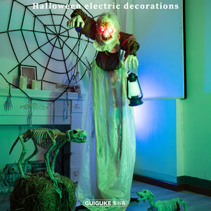 Decoración Animada de Halloween, Adorno de Terror Brillante, Animatrónico, Linterna Oscilante de Inducción Eléctrica, Figura de Anciana Sirvienta - Product Image 2