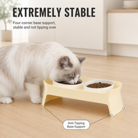 Ensemble de gamelles doubles en céramique surélevées de 7 cm pour chiens et chats, avec support cervical ergonomique et protection de la posture, respectueux du cou