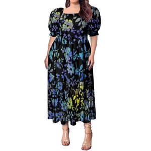 Hot Sales Pacific Island <strong>Dress</strong> Pattern Tapa Design Ruffle Puff Sleeve Midi <strong>Dress</strong> <strong>Plus</strong> <strong>Size</strong> Melanesia Womens Pleated Tiered <strong>Dress</strong> - Product Image 3