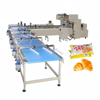 Machine d'emballage horizontale automatique pour cupcakes, pains grillés, pains, croissants, avec convoyeur d'alimentation