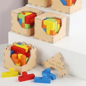 Bloques de Construcción de Madera Arcoíris, Cubo 3D Apilable, Juguetes Educativos de Madera para Preescolar, Torre de Enseñanza - Product Image 5