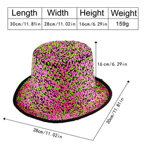 Chapeau Seau à Paillettes Vert Rose Coloré en Polyester – Accessoire de Mode au Style Individuel - Product Image 3