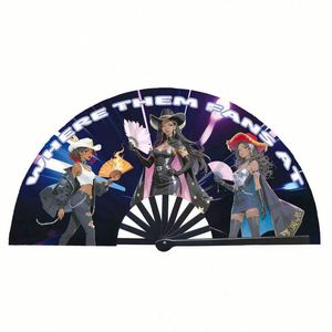 Abanico Plegable de Plástico Grande y Colorido de 33 cm Personalizado para Hombres/Mujeres, Abanico Tallado de Kung Fu para Festivales, Baile y Regalos - Product Image 5