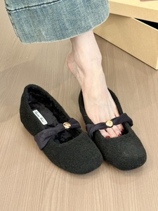 Titing litting Golden Bean รองเท้า fleece, รุ่นลิมิเต็ดอิดิชั่นรองเท้า Mary Jane สำหรับผู้หญิงเพิ่มความสูงซับในฤดูใบไม้ร่วง - Product Image 6