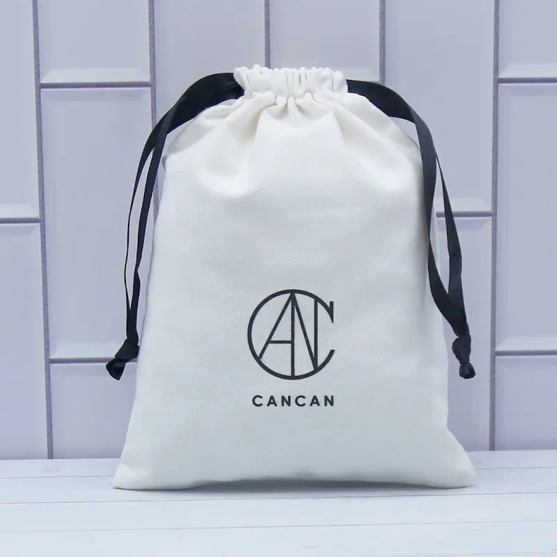 Bolsa de regalo de algodón orgánico con cordón, bolso de pulsera de lona con logotipo personalizado, impresión de pantalla de lona, bolsas artesanales de seguridad