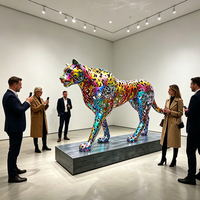 Grande sculpture de léopard en acier inoxydable pour extérieur, statue d'animal abstraite en métal ajouré, décoration artistique pour jardin et place publique, personnalisable