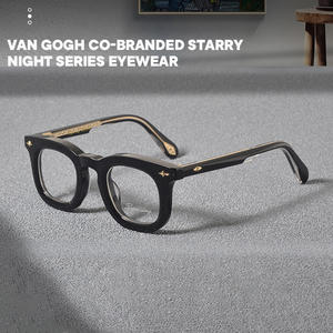 Monture de lunettes carrée artisanale Saint Van Gogh à bord large, en acétate, facile à nettoyer, pour un usage décontracté - Product Image 2