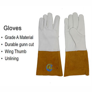 Aislamiento flexible de alta resistencia Manga larga Vaca Split Piel de cabra Cuero Fino Tig Mig Soldadura Guantes de trabajo de seguridad - Product Image 4