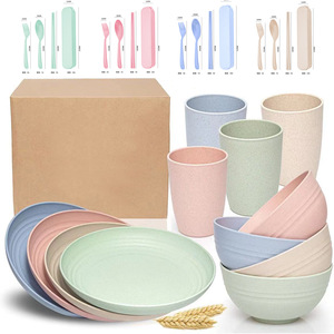 Minimalist Western <b>Dinnerware</b> Set 28 Piece Plastic Reusable Dishwasher Safe For Picnic 4 Person - Product Image 1