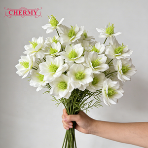 TH974 Nouveauté – 5 Têtes de Fleurs Artificielles Nigella Noires Abordables, Style INS, en Soie, <span class=keywords><strong>pour</strong></span> Mariages et Décorations d'Événements - Product Image 2