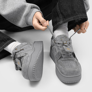Mocassins rétro faits à la main pour hommes, élégants et décontractés, en gris, avec semelle épaisse et hauteur de 4 cm, style rétro - Product Image 6