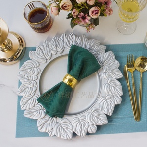 XiangJin Blue White Black Plastic Gold Rm Charger Plate European Plastic Plates For Wedding