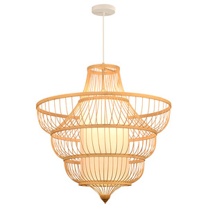 Lámpara colgante artesanal de bambú, redonda, E27, LED, de un solo cabezal, para restaurante, casa de té, tienda de tatami - Product Image 4