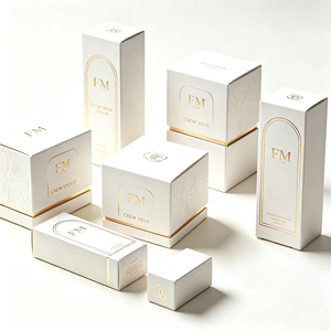 Boîte cosmétique de luxe personnalisée avec logo en feuille d'or et finition gaufrée - Emballage en papier écologique pour marques haut de gamme - Product Image 1