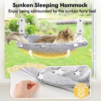 Hamac pour chat avec motif d'étoiles qui brillent dans le noir, pliable sans cordon, avec cadre en métal robuste, siège de repos pour chat d'intérieur