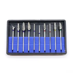 10 Buah Aneka Lab Gigi Tungsten Carbide Grinding Cutting Burs Kit