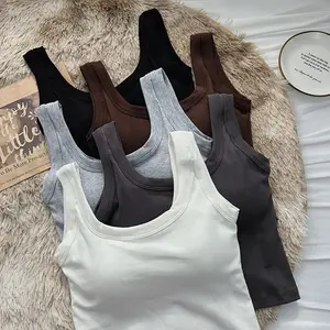 Cô gái ngắn cắt rốn vest không dây push up Breathable rộng vai vành đai vest Sexy Áo yếm không tay