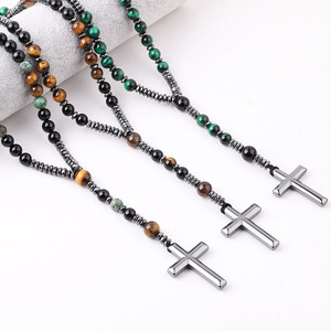 Collar <span class=keywords><strong>de</strong></span> Rosario con Cuentas <span class=keywords><strong>de</strong></span> Hematita y Ojo <span class=keywords><strong>de</strong></span> Tigre, Collar Largo <span class=keywords><strong>de</strong></span> Piedras Naturales con Cuentas <span class=keywords><strong>de</strong></span> Acero Inoxidable para <span class=keywords><strong>Hombre</strong></span> - Product Image 6
