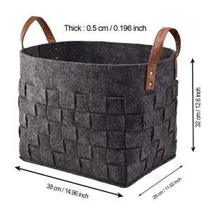 36L Grande Capacità <span class=keywords><strong>Feltro</strong></span> Cestello <span class=keywords><strong>Portaoggetti</strong></span> Con Manico <span class=keywords><strong>In</strong></span> Pelle - Product Image 1