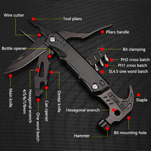 Pince multifonctionnelle de survie pour le camping, outil multifonction avec marteau à griffes en acier inoxydable et étui en nylon pour la chasse et la randonnée en extérieur - Product Image 5