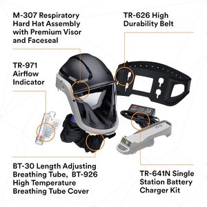 Kit respirateur PAPR 3M Versaflo TR-600-HIK, protection industrielle contre la poussière et les gaz, masque facial complet réutilisable avec ventilateur 180 L/min - Product Image 5