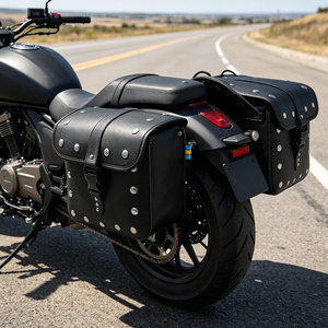Sacs de selle universels imperméables pour <span class=keywords><strong>moto</strong></span>, sacs latéraux durables en cuir PU, sacs à outils, sacs de bagages, sacs de selle pour cruiser - Product Image 5
