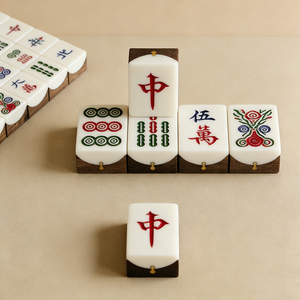 ชุดเกมไพ่นกกระจอกอเมริกันลายไม้สีน้ำตาล วาดด้วยมือ พร้อมโลโก้แบรนด์  แบบกำหนดเองสำหรับผู้เล่น 4 คน  พร้อมแผ่นเกมและไพ่นกกระจอก - Product Image 4