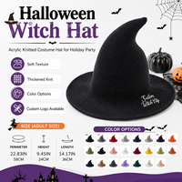 Sombrero de Bruja Personalizado para Mujer, de Acrílico Tejido, con Logotipo Bordado, para Disfraces, Cosplay y Venta al por Menor