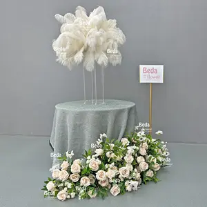 Beda Factory Direct Artificial feather flower ball white Centerpiece Table Arrangement best sell Wedding Party event Decor