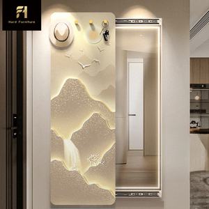 Miroir mural coulissant de style européen, haut de gamme, doré, avec éclairage LED, pour salon, miroir de toilette dissimulé pour la <span class=keywords><strong>maison</strong></span> - Product Image 1