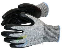 Gants de travail anti-coupure de niveau 5, grande adhérence, norme EN388 4544, 13G HPPE, revêtement en mousse de nitrile noir, micro-mousse.